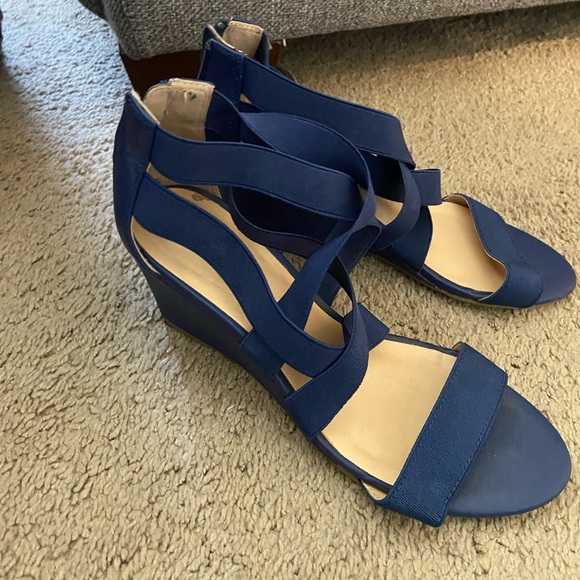Liz Claiborne, size 7M, blue wedge sandals - Picture 1 of 3